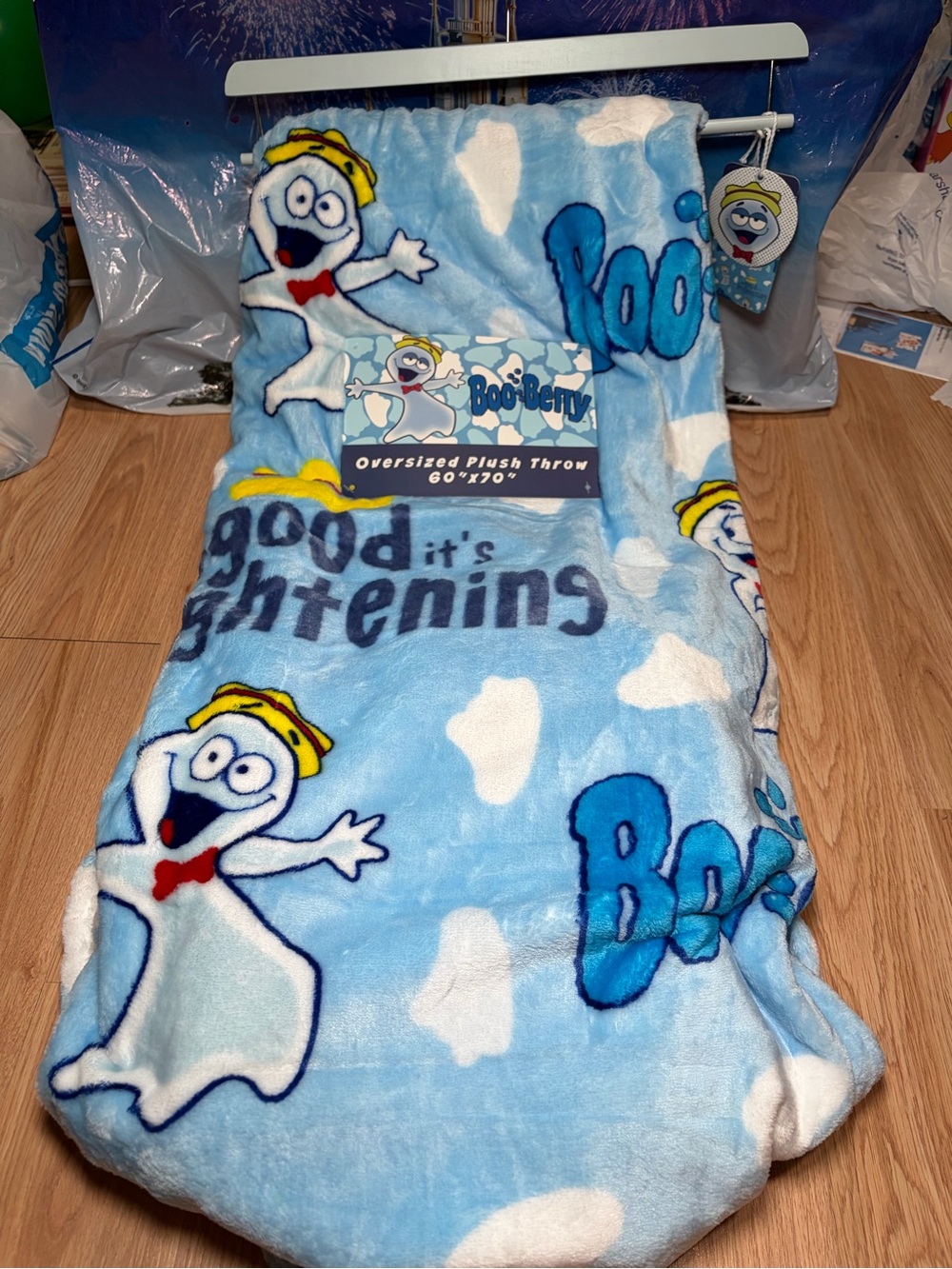 Boo Berry Oversized Plush Throw Blanket 60x70 Halloween Cereal Ghost